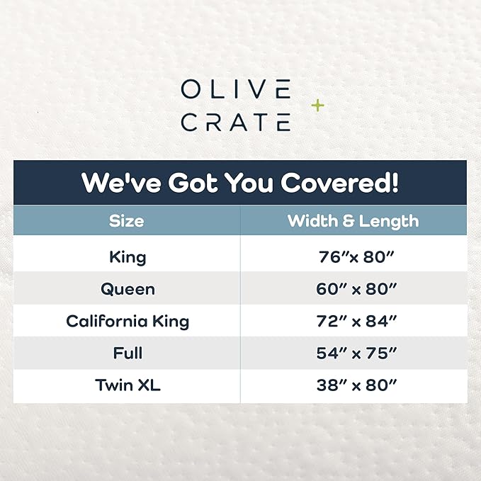 Olive + Crate 100% Viscose Bamboo Mattress Protector - Eco-Conscious Cooling Mattress Cover - Waterproof Hypoallergenic Protection - Breathable King Size Shield Against Dust & Spills