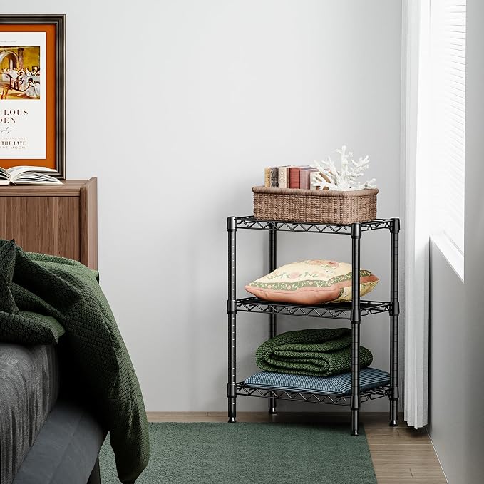 M MZG 750 lbs 3 Tier Shelf Metal Storage Shelves Wire Rack Closet Organizers with PP Board for Garage Kitchen Bathroom Laundry Black 11.8" D x 21.7" W x 28.6" H - Image 5