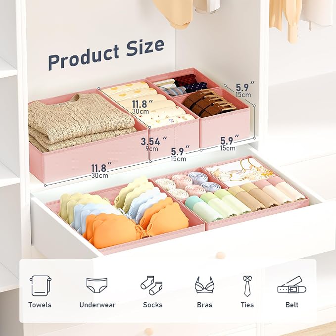 DIMJ Drawer Organizer Clothes Storage - 28 Pack Baby Dresser Organizer for Nursery, Foldable Closet Drawer Organizer Bins for Bedroom Organization, Fabric Storage Dividers for Socks, Underwears, Bras - Image 2