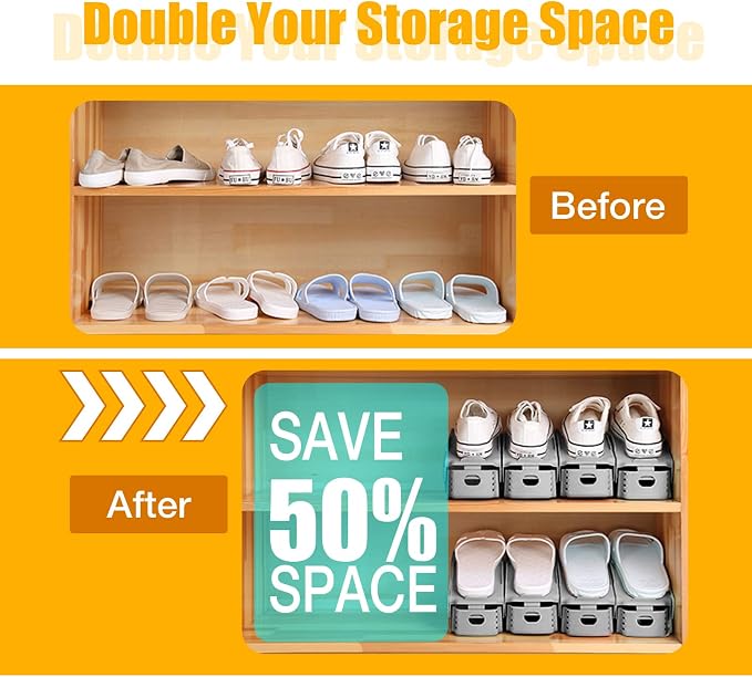 Neprock Shoe Organizer for Closet, 20-Pack (Grey) - Image 5