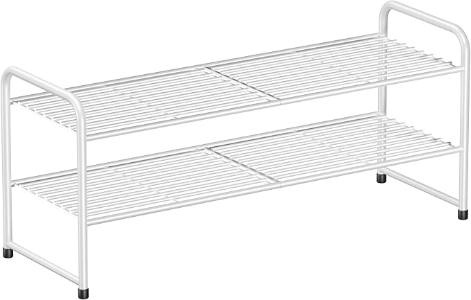 SUFAUY 2-Tier 33" Wide Shoe Rack, Closet Metal Wire, Stackable, White by SUFAUY