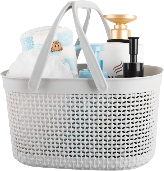 rejomiik Portable Shower Caddy Basket, Plastic Organizer Storage Tote with Handles for Bathroom, College Dorm, Kitchen, Grey by rejomiik