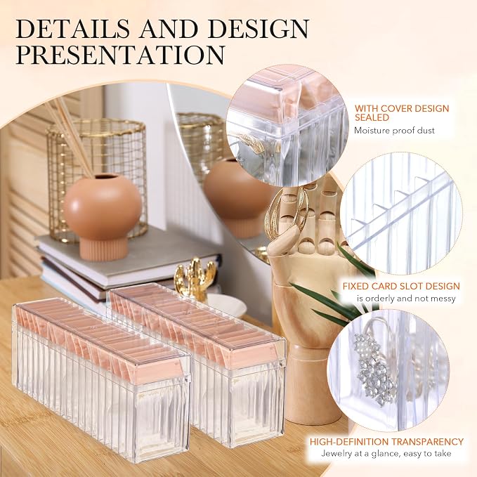 Kenning 42 Pcs Acrylic Jewelry Case Organizer, Clear Jewelry Organizers Holder with Portable Anti Tarnish Storage Bags for Rings, Earrings, Necklaces, Ideal Gifts for Women (Rose Pink) - Image 4