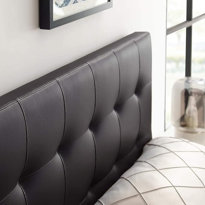 Modway Lily Tufted Faux Leather Upholstered King Headboard in Brown