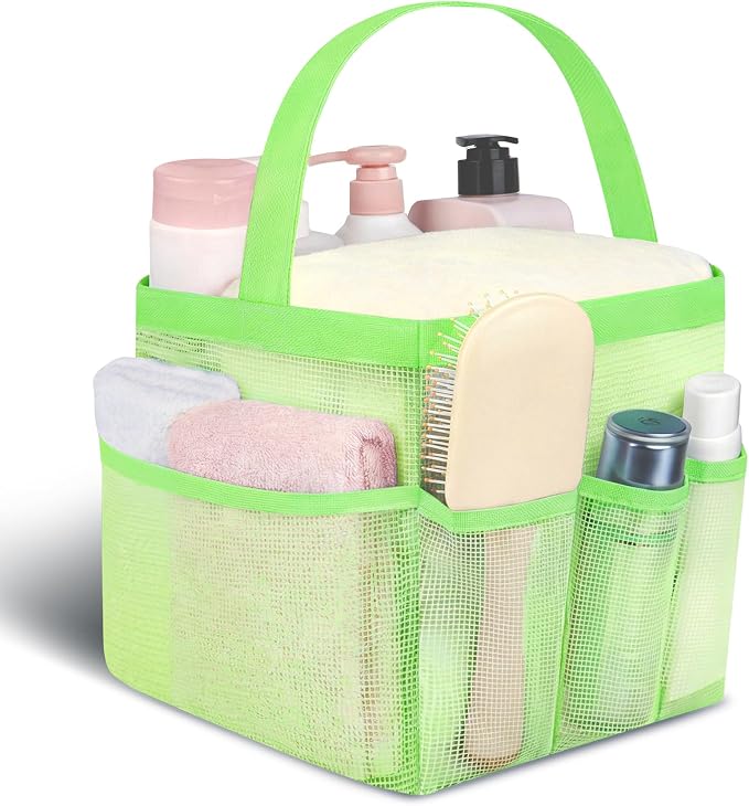 Attmu Mesh Shower Caddy Portable for College Dorm Room Camping Essentials, Shower Caddy Dorm with 9-Pockets, Large Capacity Hanging Basket Bathroom Bag for Toiletry, Swimming, Gym, Camp, Beach by Attmu