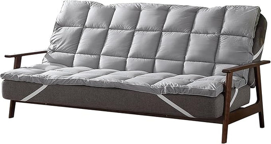 CirclesHome Grey Futon Mattress Toppers with Anti-Slip Anchors - Futon Cover Filled with Plush Down Alternative Fill - Full Size Futon Cover is Soft, Comfortable and Allergy Free (Size: 54 x 75 x 2)