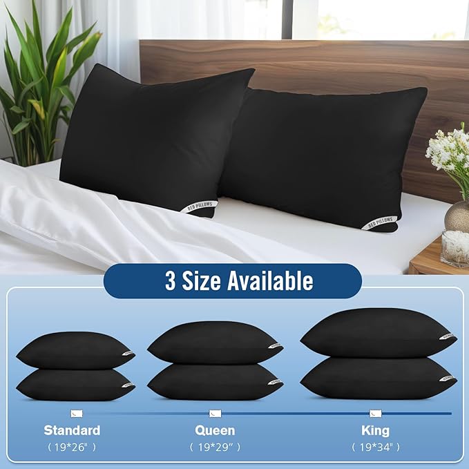 Piwaal Bed Pillows King Size 4-Pack - Down Alternative Plush Fill for Back, Stomach & Side Sleepers - Breathable & Supportive Hotel Style Pillows
