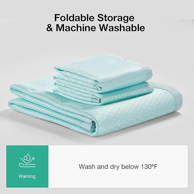 Novilla Summer Sleeping Pad King Size(1 Cooling Mat+2 Pillowcases),Sleeping Mat for 8-21" Mattress,Elastic Bandage,Washable & Breathable Mattress Pad for Hot Sleepers,Blue
