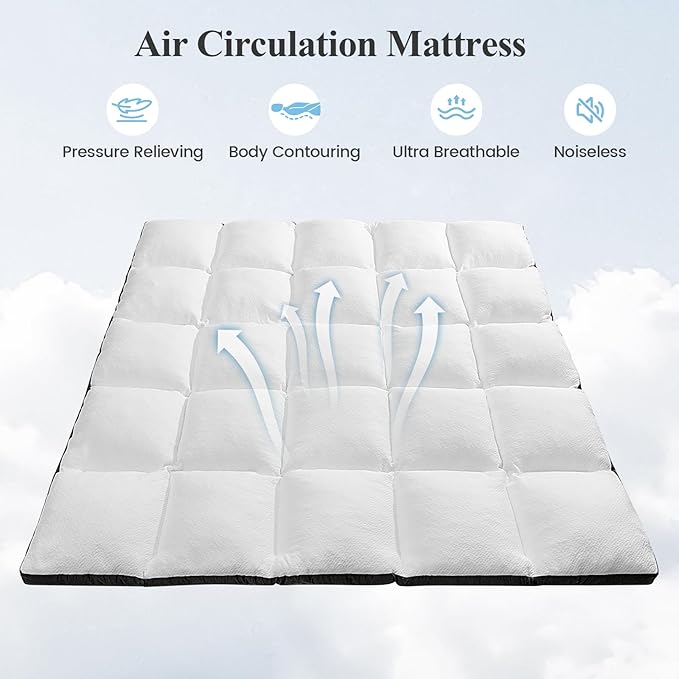 Memory Foam Mattress Topper Full - Pillow Top Mattress Topper Full Size, Soft Plush Bed Pad for Pressure Relief and Back Support, White, Oeko-TEX Certified - 2000GSM