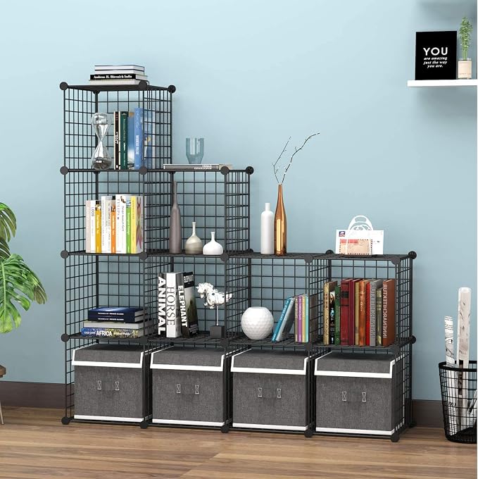 C&AHOME Wire Cube Storage, 12-Cube Storage Organizer Metal, C Grids Storage Bins Shelving, Modular Bookshelf Shelf, Closet Cabinet Ideal for Bedroom, Office 36.6”L x 12.4”W 48.4”H Black - Image 5