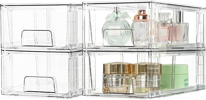 Vtopmart 10 Pack Stackable Storage Drawers,Clear Acrylic Drawer Organizers with Handles, Easily Assemble Containers for Fridge, Bathroom,Kitchen Undersink,Cabinet,Pantry Organization and Storage - Image 8