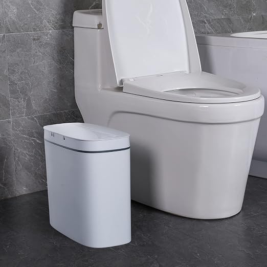 Sooyee 14 Liter Automatic Trash Can with lid,3.6 Gallon Touchless Trash Can or Kick,Garbage Cans for Kitchen,Bathroom,Office,Bedroom,Living Room,White - Image 3