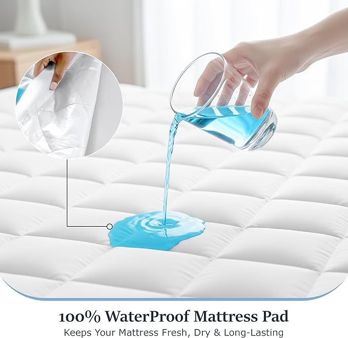 LUX Décor Twin XL Mattress Pad - 2 Pack - Quilted Elastic Fitted Mattress Cover Protector Upto 16 Inches Deep Pocket - Soft Breathable Noiseless Mattress Topper (39 X 80)