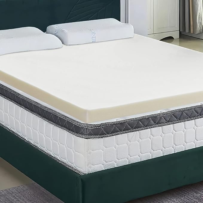 Treaton, 3-Inch High Density Medium Firm Foam Mattress Topper, CertiPUR-US Certified for Superior Comfort and Support, King, Green