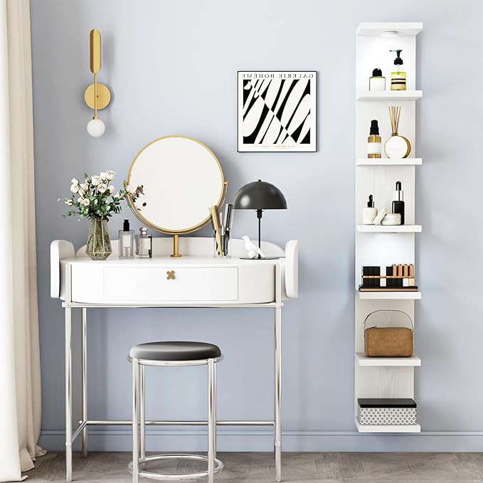 Fixwal Wall Decor 7 Tier Wall Shelf Unit Floating Shelves with LED Lights Lack Shelf for Home Organizer Display White - Image 7
