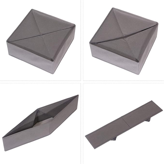 DIOMMELL 6 Pack Foldable Cloth Storage Box Closet Dresser Drawer Organizer Fabric Baskets Bins Containers Divider for Clothes Underwear Bras Socks Lingerie Clothing, M Grey 600 - Image 3
