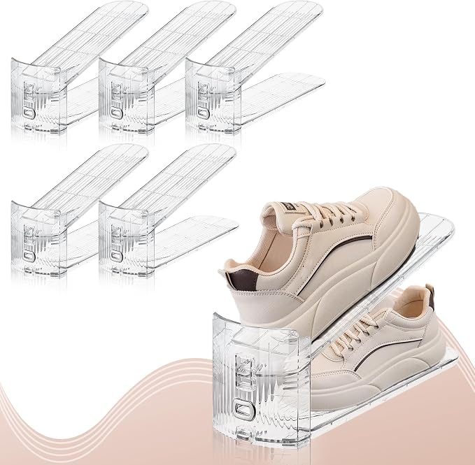 FENRUNXU Shoe Slots Organizer for Closet,6 Pack Shoe Stacker Shoe Rack Organizer for Closet Space Saver Storage Shoe Holder Organization(Transparent) by FENRUNXU
