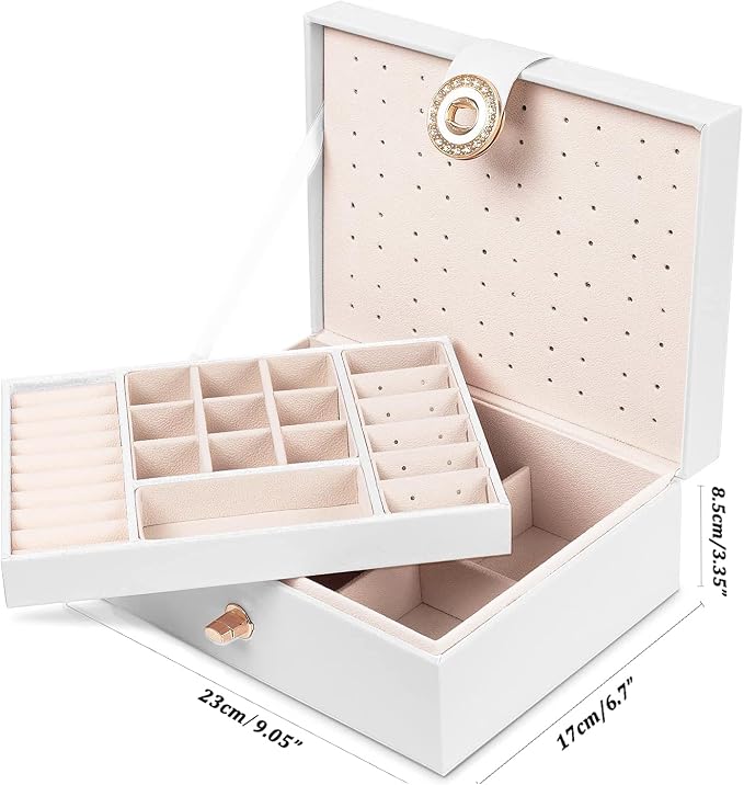 QBestry Girls Jewelry Box for Earrings Jewelry Organizer Box Teen Girls Earrings Organizer Jewelry Box Earring Holder Organizer Stud Earring Box for Girls Womens Jewelry Case Organizer White - Image 6