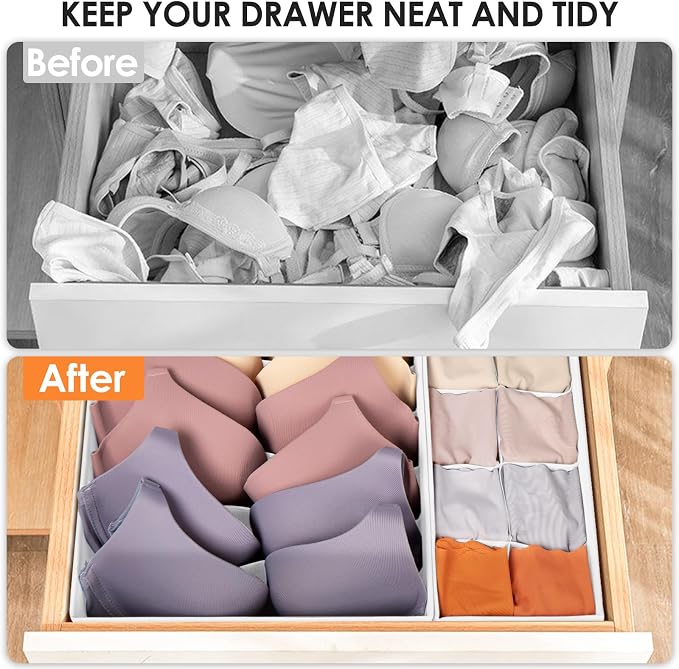 Criusia Drawer Organizer Clothes, 8 Pack Dresser Organizer Bins for Baby Clothes, Underwear Sock, Fabric Closet Organization and Storage Dividers for Nursery Bedroom (96 Compartments, White) - Image 6