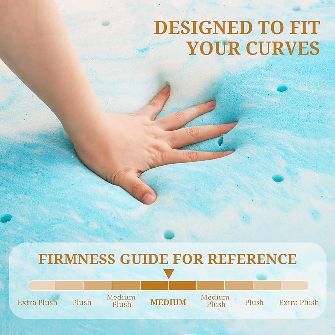 Mattress Topper Full, 4 Inch Gel Infused Memory Foam Mattress Topper for Pressure Relief, Cooling Mattress Pad, Breathable Bed Topper, CertiPUR-US Certified