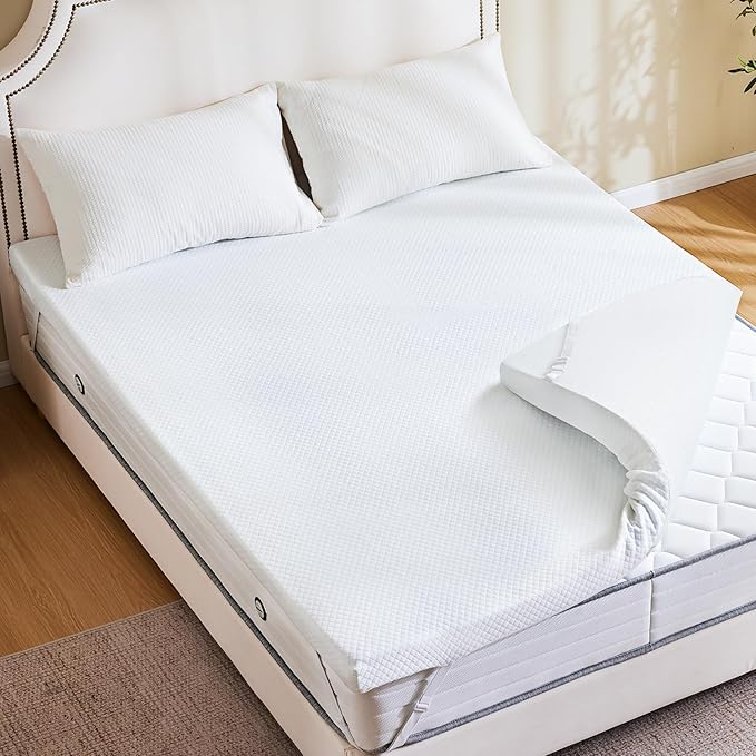 Sweetcrispy Mattress Topper Twin with Removable Soft Cover, Memory Foam 3 Inch Thick Gel Infused Cooling Toppers Pad for Twin Size Bed, Sleeper Sofa, RV, Camper, CertiPUR US Certified