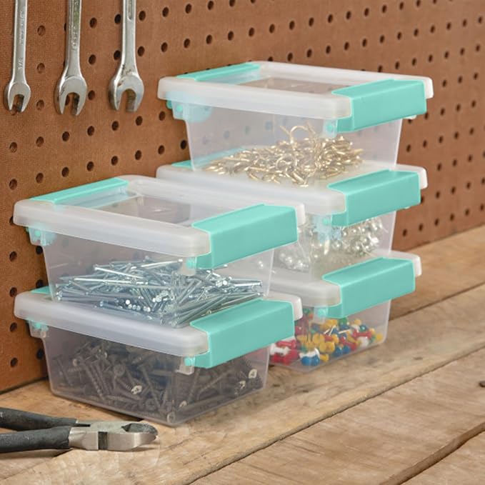 Sterilite 6-Pack Clip Box, Stackable Clear Plastic Bins with Latching Lids, Mini - Writing, Arts or Crafts Supplies Storage Containers for Home, Office, Classroom and Workshop Organization - Image 6