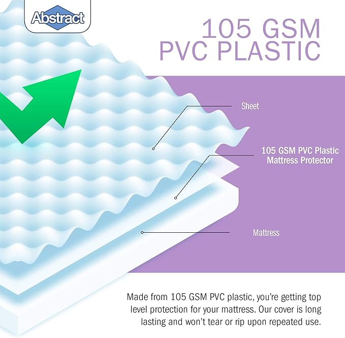 Abstract Waterproof Mattress Cover – Heavy Duty Vinyl Plastic Bed Protective Zippered Sheet, 100 GSM PVC Long Lasting Quality, Comfortable, Easy Care and Cleaning for Any Bedroom (33 x 75 x 10)