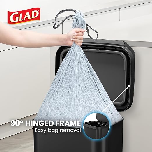 Glad Stainless Steel Step Trash Can, Series 2 with Clorox Protection - Large Black Kitchen Garbage Bin with Soft Close Lid, Foot Pedal and Waste Bag Roll Holder, 13 Gallon - Image 8
