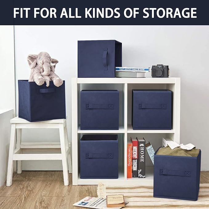 EBIGIC Small Storage Bins,Collapsible Fabric Storage Organizer 9.0"x7.5"x7.5",Mini Storage Box,fit for closet, living room, bookshelf, Kids clothes and toys storage and organization Blue - Image 5