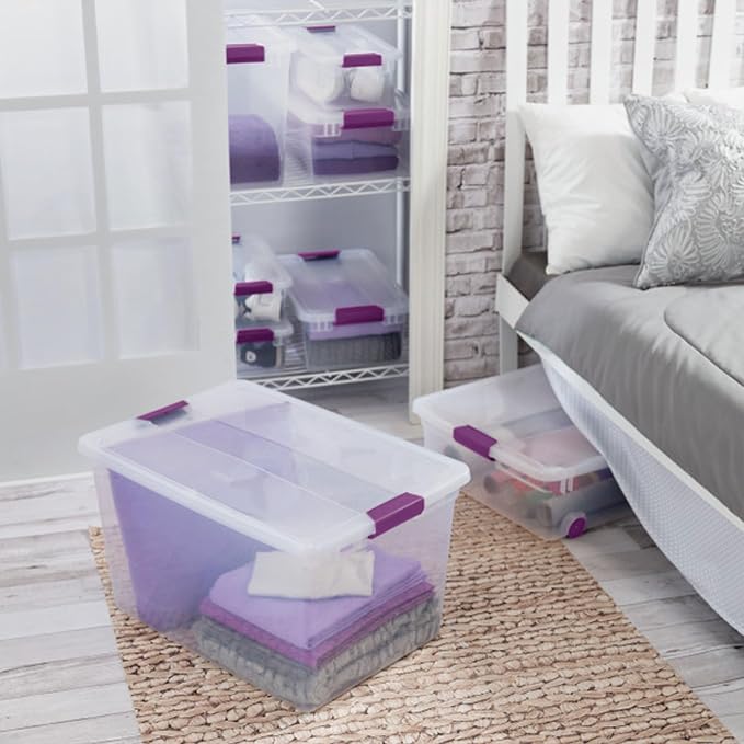Sterilite 18-Pack 66 Quart ClearView Latch Box, Stackable Organizer Bins with Latching Lids - Clear Plastic Organization Containers for Closet, Bedroom, Shelving Units and Everyday Home Storage - Image 5