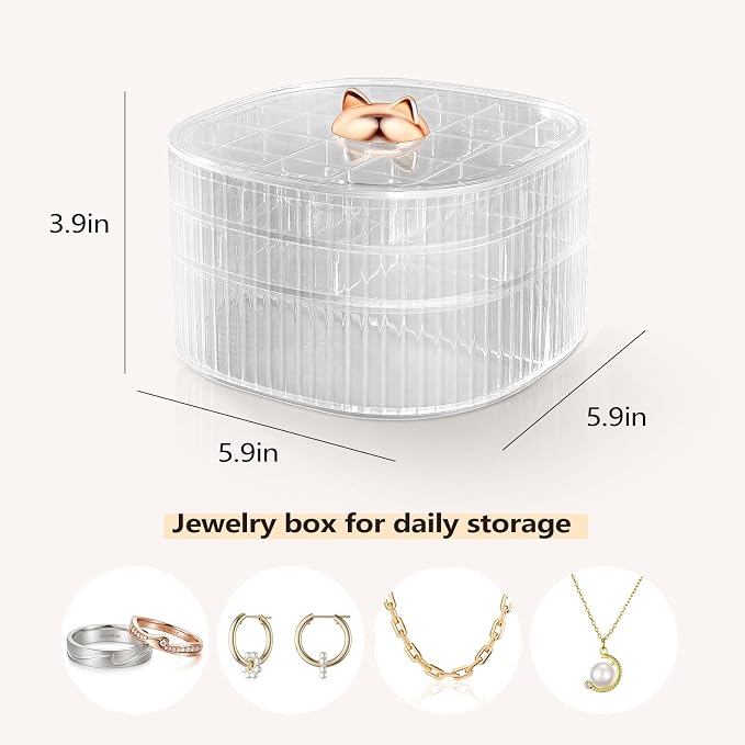 Sunkaioo Earring Organizer,Stackable 3-Layers Clear Jewelry Box with Lid,Stud Earring Organizer for Women Girls,Earring Box Display Holder for Earrings Ring Studs Bracelet Necklace Crafts (Clear) - Image 2