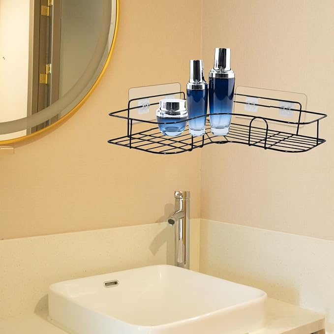 8 Pack Shower Caddy Adhesive for Replacement, Strong Transparent Adhesive for Shower Caddy Sticky Pads, No Drilling for Corner Shelf Basket, Bathroom Storage Shelves, Kitchen Racks and Soap Holder - Image 4