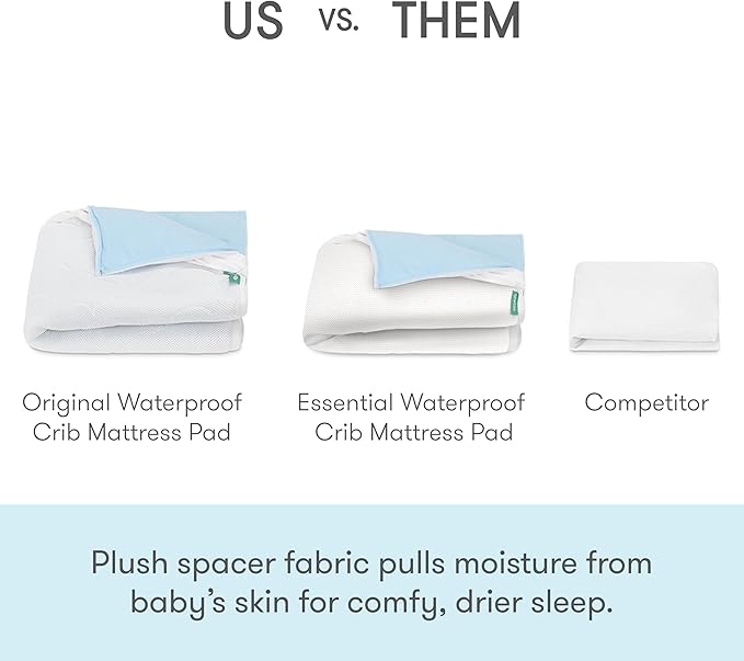 Newton Baby Essential Waterproof Crib Mattress Pad | Ultra-Breathable Layer for Comfort & Universal Fitted Skirt for Secure Fit | Machine Washable | Crib Mattress Protector Pad Waterproof, 1 Pack