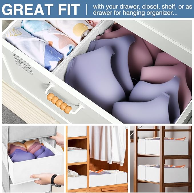 Criusia Drawer Organizer Clothes 12 Pack - Fabric Closet Organizers and Storage for Nursery Organization - Dresser Drawer Dividers for Baby Clothes/Socks/Underwear/Bras - College Dorm Room Essentials - Image 4
