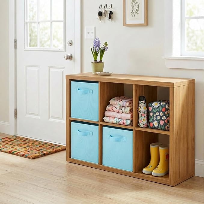 ShellKingdom Foldable Fabric Storage Cubes And Cloth Organizer Drawer For Closet And Toys, 6 Pack (Light Blue) - Image 4