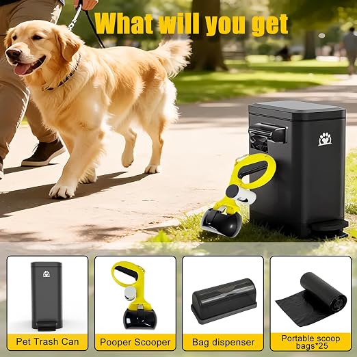 Dog Poop Trash Can Outside,3Gal Metal Outdoor Trash Can,Outdoor Dog Poop Trash Can with Lid for Odor Control,Waterproof Dog Waste Trash Can - Includes Poop Scooper for Dogs & Bin Bag Holder (Black) - Image 6