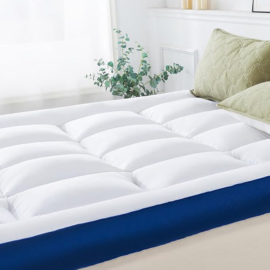 WhatsBedding 5 Inch Memory Foam Full Size Mattress Topper 100% Cotton Top, Filled with Breathable & Soft Memory Foam Pillow Top,4 Elastic Straps