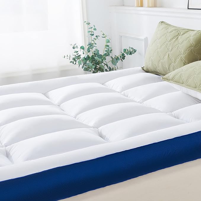 WhatsBedding 5 Inch Memory Foam Queen Mattress Topper 100% Cotton Top, Filled with Breathable & Soft Memory Foam Pillow Top,4 Elastic Straps