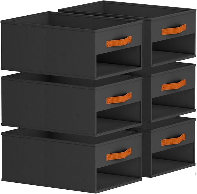 Homsorout Drawer Organizers and Storage - 6 Pack Foldable Pants Organizer with Clear Window & Handles, Fabric Closet Organizer for Clothes, Jeans, Sweaters, Towels, T-shirt, Scarf (Black) - Image 9