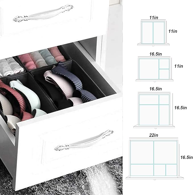 homyfort Dresser Drawer Organizer, Foldable Cloth Storage Box Closet Cube Basket Bins Containers Divider with Drawers for Underwear, Bras, Socks, Ties, Scarves, Set of 6, Grey - Image 6