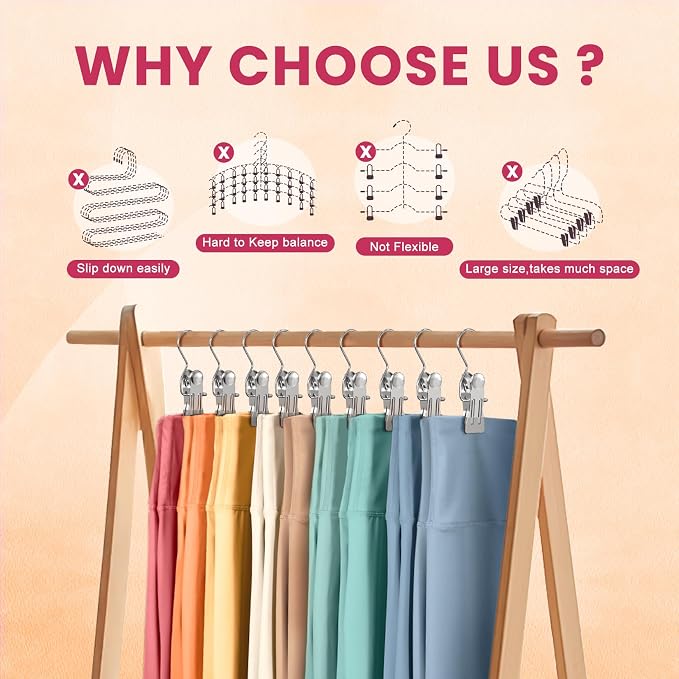 50 Pack Pants Hangers with Clip,Legging Organizer for Closet Hanging, Space Saving Yoga Pants Hangers Clip Hanger Wardrobe Organization,Closet Organizers and Storage for Jeans,Shorts,Skirts,Hats-Gray - Image 4