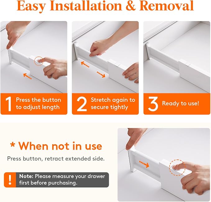 Lifewit 12 Pack 4" High Drawer Dividers 34-56cm/13.5-22" Adjustable Drawer Organizer for Clothes/Utensils, Expandable Drawer Separator in Dresser/Kitchen/Bedroom/Office Organization & Storage White - Image 4
