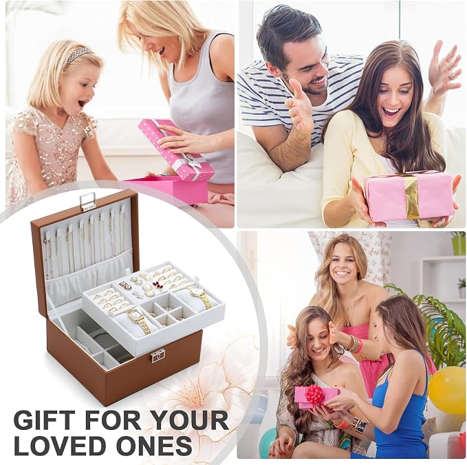 Jewelry Organizer Boxes for Women,Travel Jewelry Case, 2 Layers Removable Jewelry Box,Storage for Necklace, Bracelet, Earring,Rings,Jewelry Box Gifts for Women Girls - Image 6