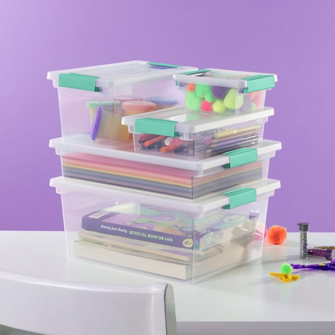 Sterilite 6-Pack Clip Box, Stackable Clear Plastic Bins with Latching Lids, Large - Writing, Arts or Crafts Supplies Storage Containers for Home, Office, Classroom and Workshop Organization - Image 7