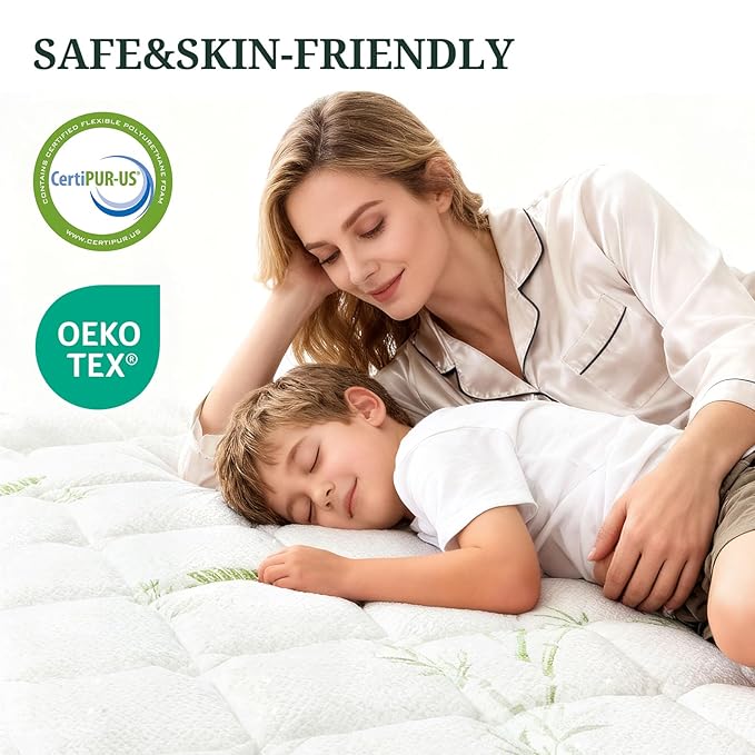 Mattress Topper King, Cooling Thick Breathable Viscose Made from Bamboo, Mattress Pad for Back Pain Relief, Bed Topper Mattress Cover with 8-16 Inch Deep Pocket