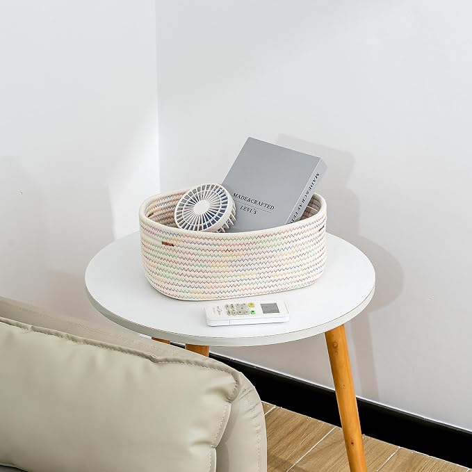 CubesLand Rectangle Woven Cotton Rope Organizer, Small Rainbow Basket for Kids, Baby & Pets' Toys, Shelves Storage - Image 3