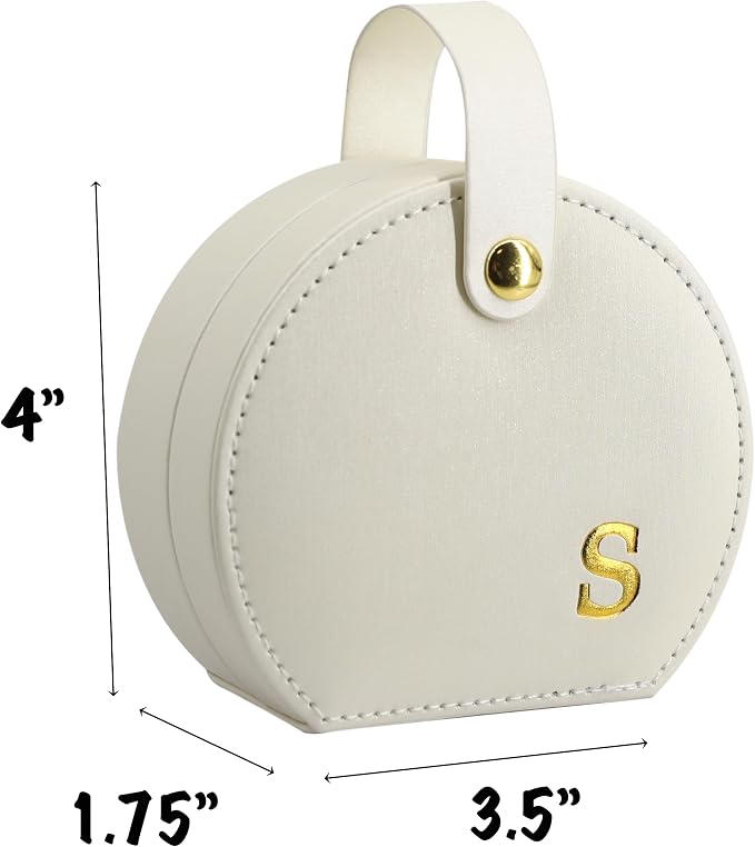 COLLECTIVE HOME - Travel Jewelry Case, Elegant Half-Moon Design with Gold Monogram, Detachable Handle, Personalized Accessory Organizer, Gift for Fashion-Forward Women and Teens (s) - Image 3