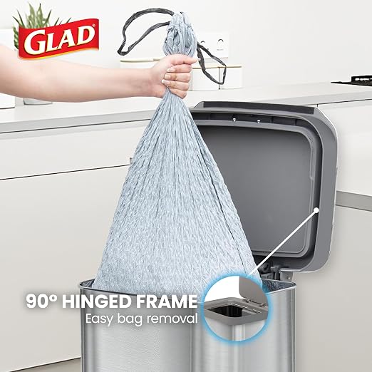 Glad Stainless Steel Step Trash Can, Series 2 with Clorox Protection - Large Metal Kitchen Garbage Bin with Soft Close Lid, Foot Pedal and Waste Bag Roll Holder, 20 Gallon - Image 8
