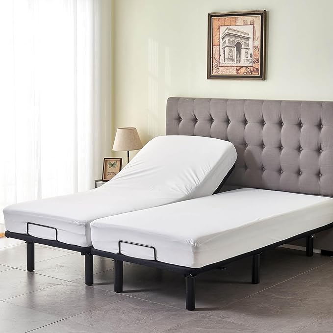 Waterproof Split King Mattress Protector for Adjustable Bed 2PCs Mattress Cover in 1 Package with Enhanced Elastic Band to Stay in Place