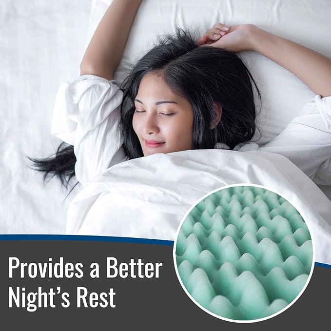 DMI Twin XL Mattress Topper Egg Crate Foam Mattress Topper for Pressure Relief, Weight Distribution & Enhanced Airflow Dorm Bed Mattress Topper 2 Inch - Improved Comfort & Alignment- Blue
